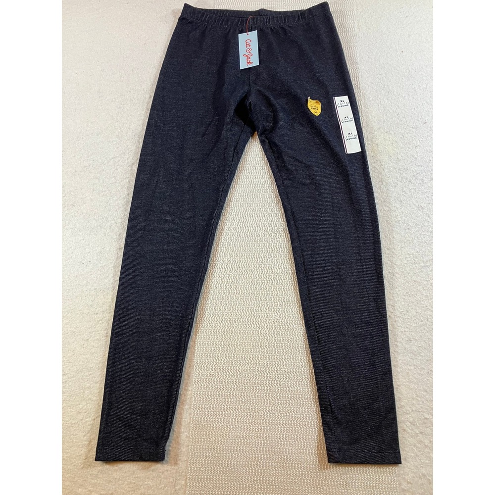 Cat & Jack Girls XL 14-16 Leggings Dark Gray Heather Reinforced Knee NWT